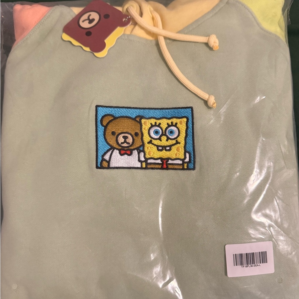 Teddy Fresh Multicolor Hoodie with Bear and SpongeBob Patch